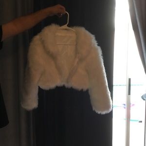 White faux fur jacket, size SM. From Jjshouse